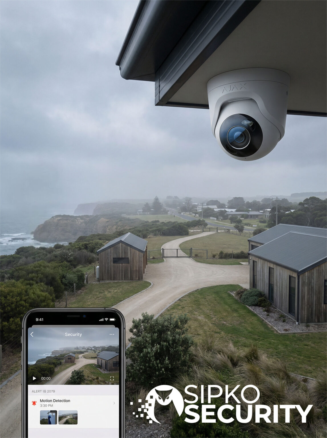 CCTV camera installed for entry coverage on a heritage village property in Flinders