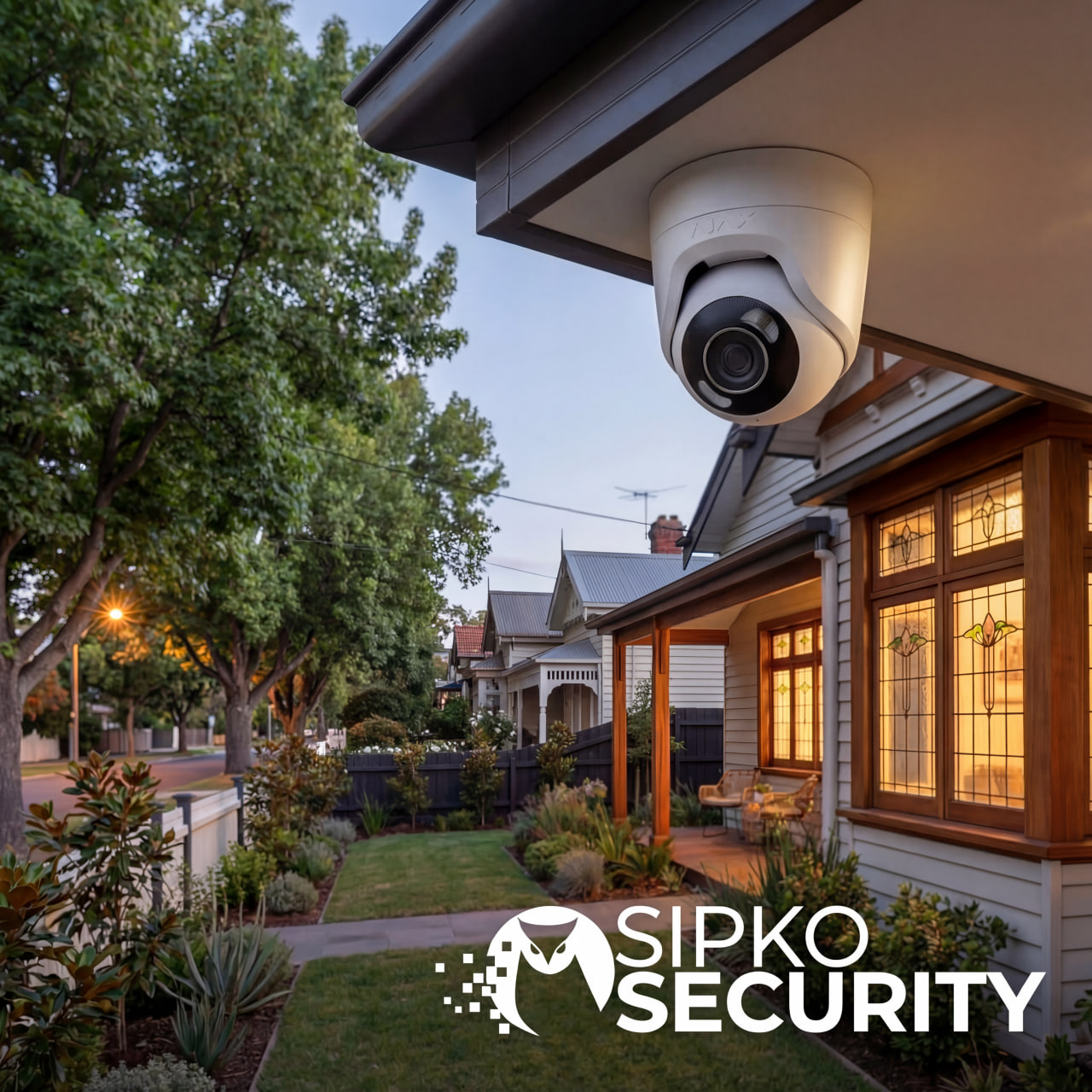 Security camera installation on Hampton property showing coverage of driveway and entry points