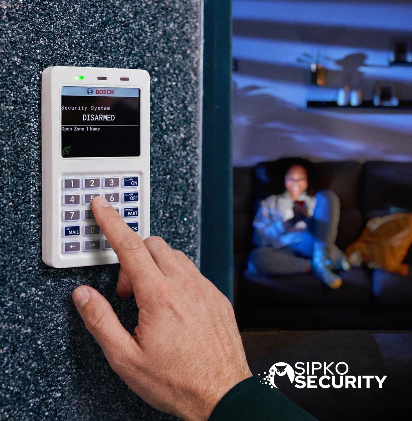 Bosch alarm keypad and detector installed in a Melbourne property