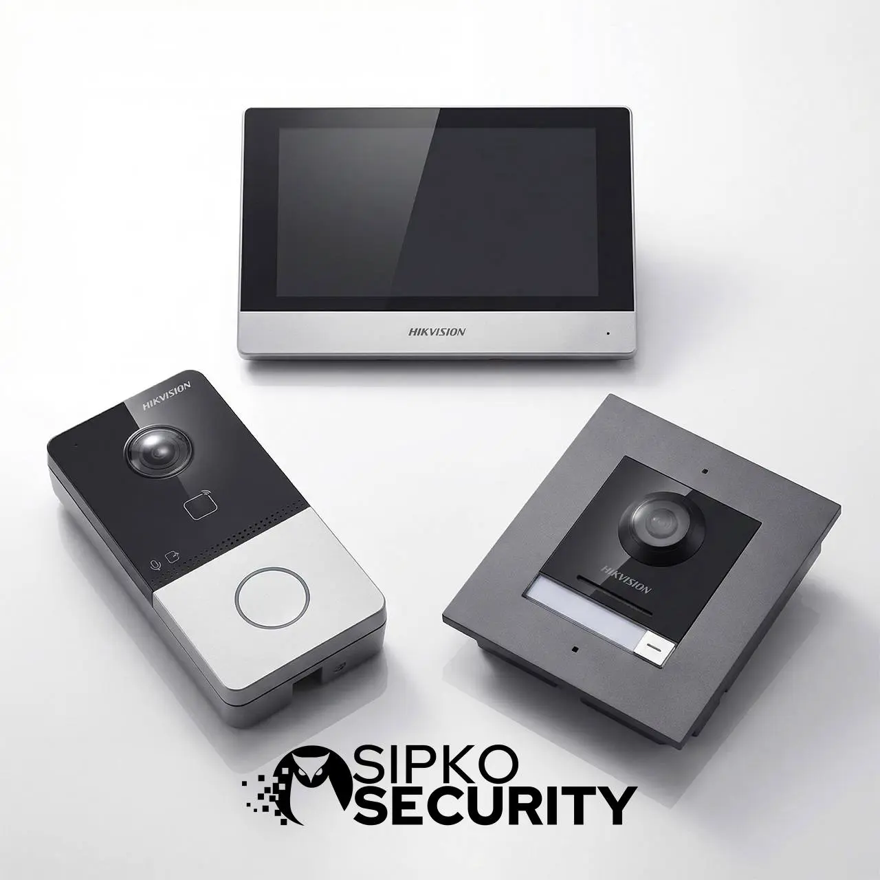 Detailed close-up of Hikvision network cables and advanced IP intercom integration