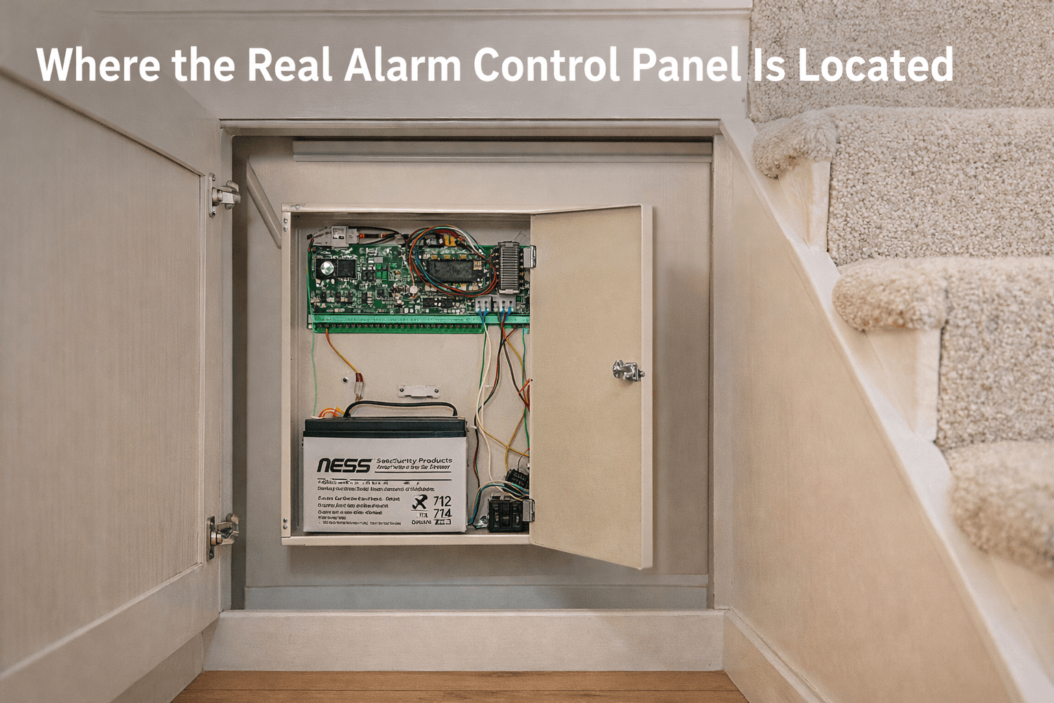 where the real alarm control panel is usually located in a home