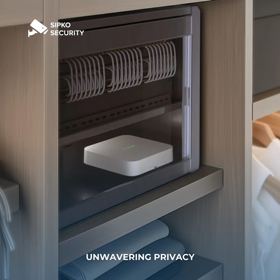 Ajax NVR installed in wardrobe cabinet with professional cable management