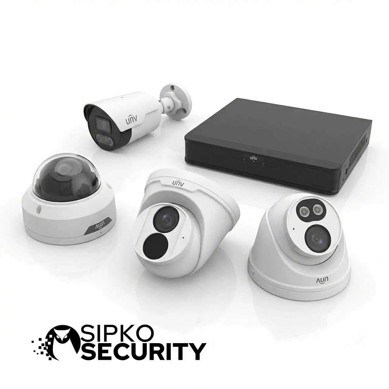 UNV CCTV system equipment including cameras and NVR for maintenance