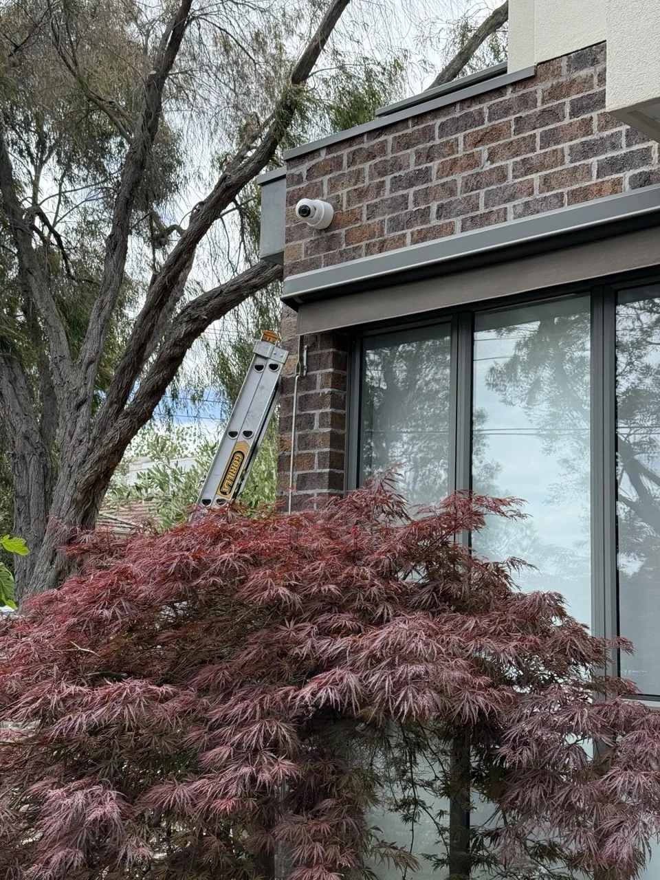 Security camera installed to monitor a residential outdoor area