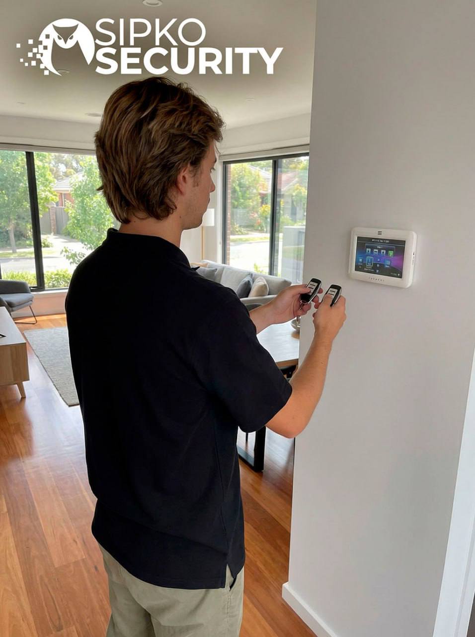 SIPKO Security technician carrying out a video intercom installation in Melbourne