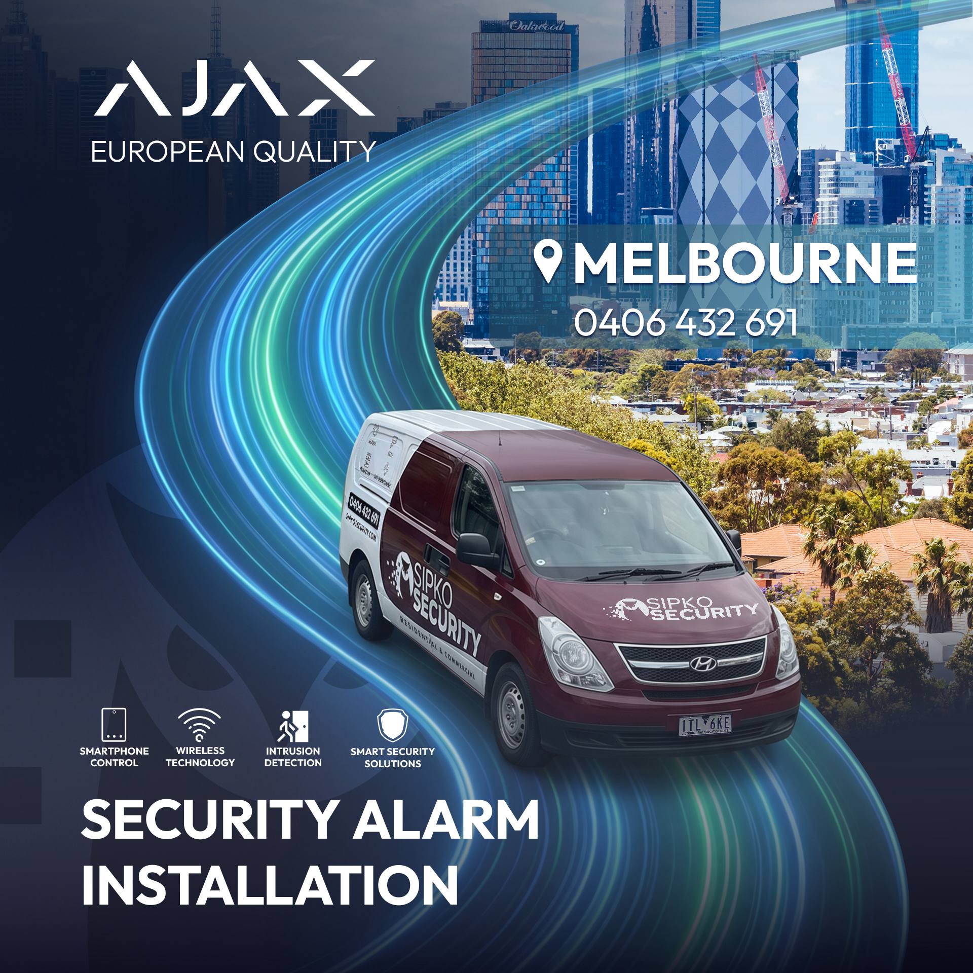 SIPKO Security technician installing an alarm sensor on a Melbourne property