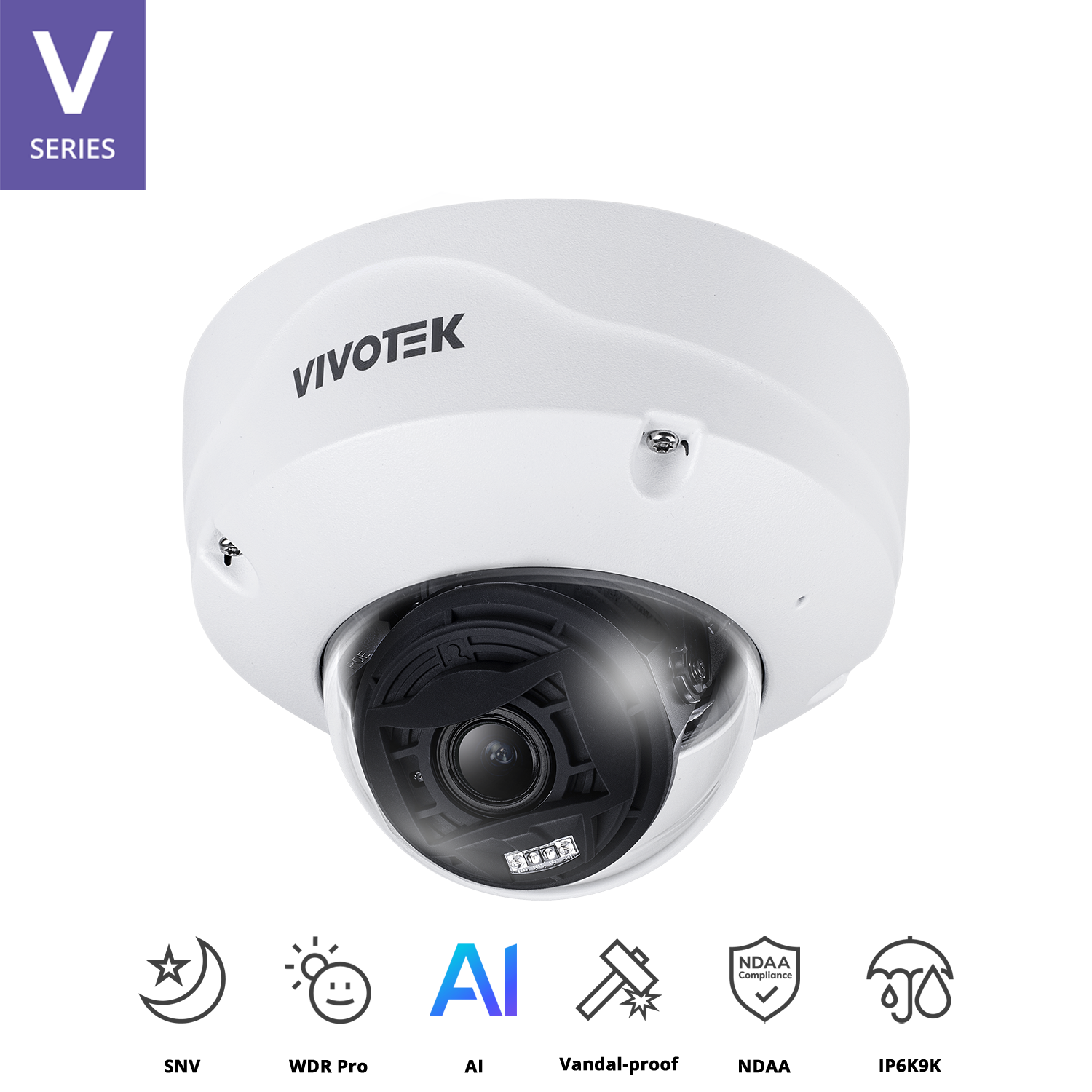 VIVOTEK FD9387-EHTV-V3 5MP V Series Motorised Dome AI Camera