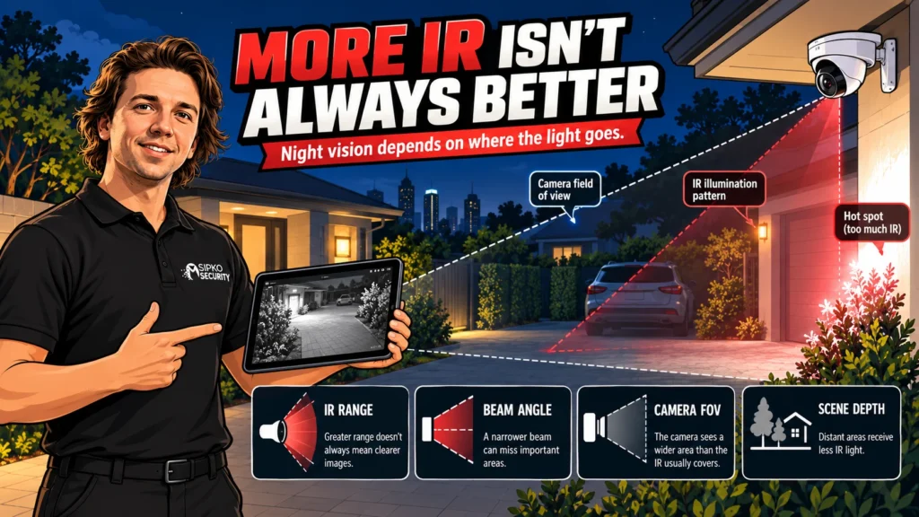 CCTV infrared beam and camera field of view comparison for night vision design in Melbourne