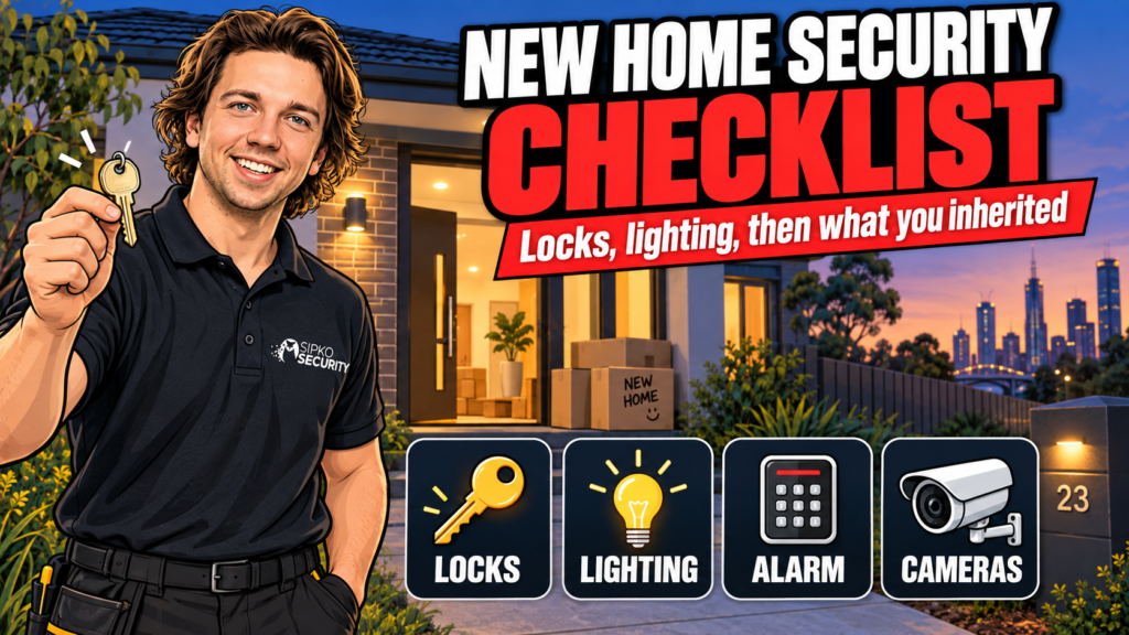 Sipko Security installer holding a house key, new home security checklist illustration - SIPKO Security Sipko Security installer holding a house key, new home security checklist illustration
