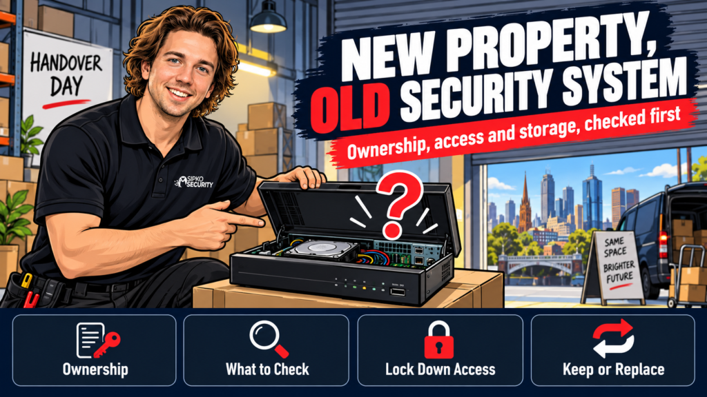 Sipko Security installer checking an inherited CCTV and alarm system in a new commercial property - SIPKO Security Sipko Security installer checking an inherited CCTV and alarm system in a new commercial property