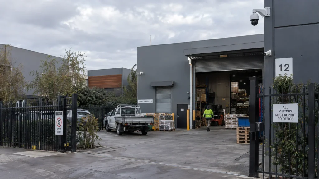 PTZ and fixed security cameras at a commercial property in Melbourne