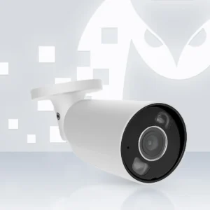 AJAX BulletCam HL white bullet camera with hybrid illumination, on its wall bracket