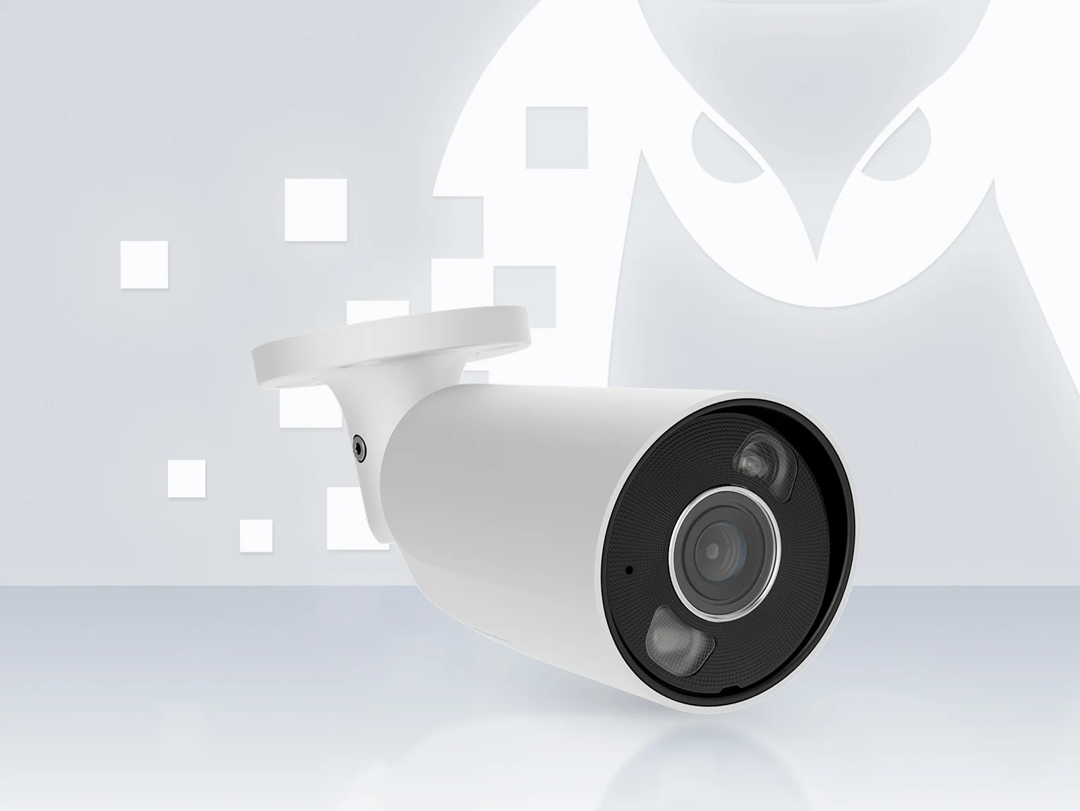 AJAX BulletCam HL white bullet camera with hybrid illumination, on its wall bracket