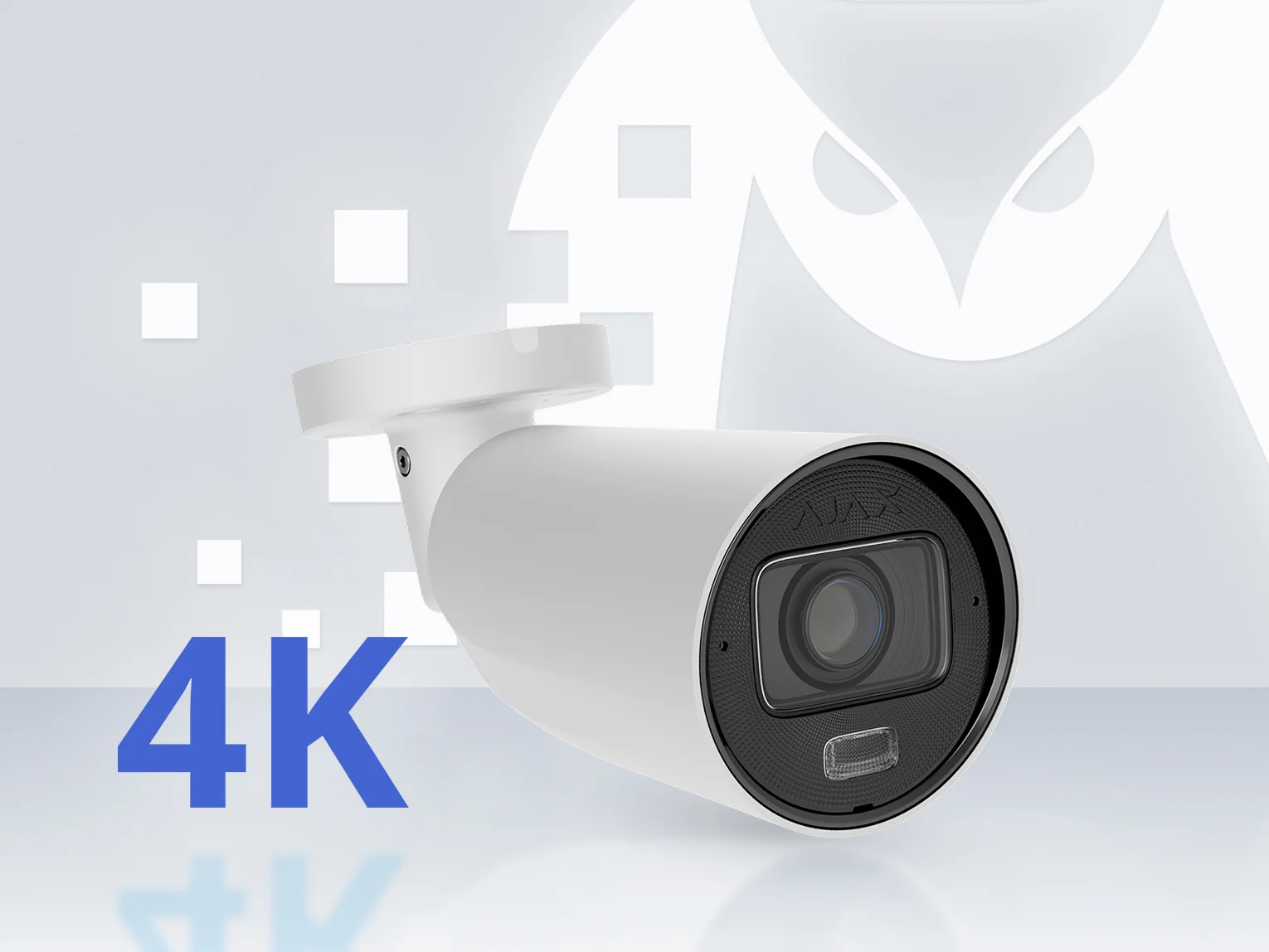 AJAX BulletCam HLVF 8 MP white wired bullet camera, front three-quarter view