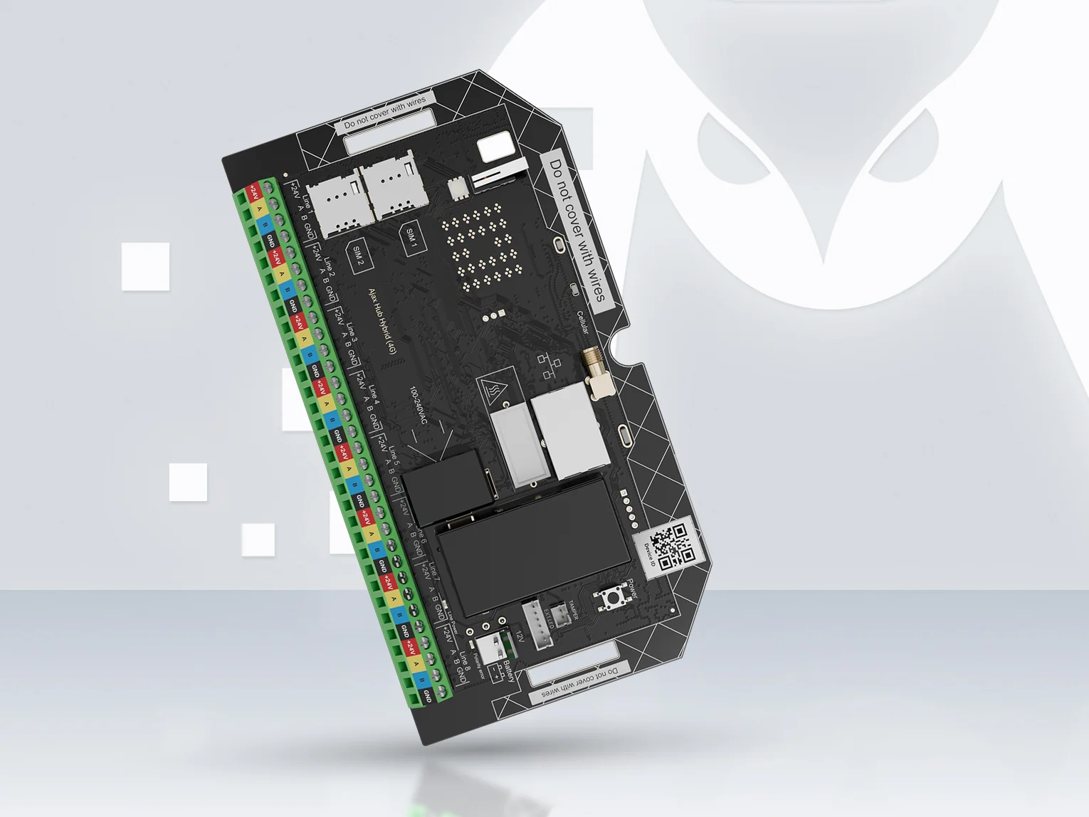 AJAX Superior Hub Hybrid (4G) control panel board without casing