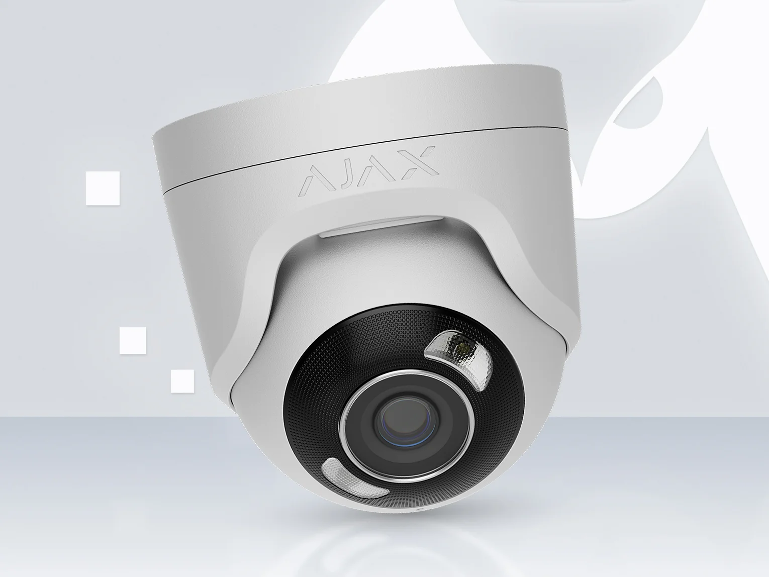 AJAX TurretCam HL white turret camera with hybrid illumination, front view