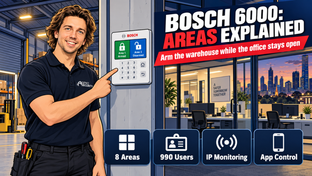Sipko Security installer explaining Bosch Solution 6000 areas and users for a Melbourne business - SIPKO Security Sipko Security installer explaining Bosch Solution 6000 areas and users for a Melbourne business