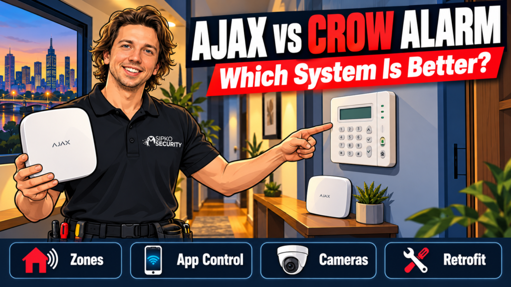 Ajax vs Crow Alarm Comparison - SIPKO Security Sipko Security installer comparing an Ajax wireless alarm hub and a wired Crow alarm keypad