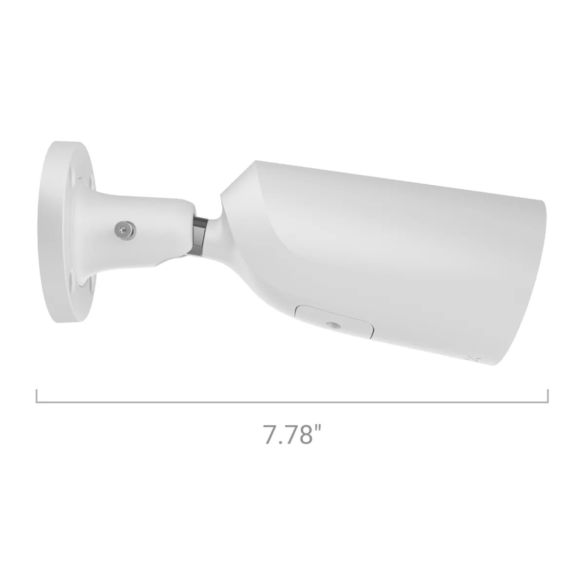 AJAX BulletCam HL white bullet camera, side view with size: 7.78 in (about 198 mm) long