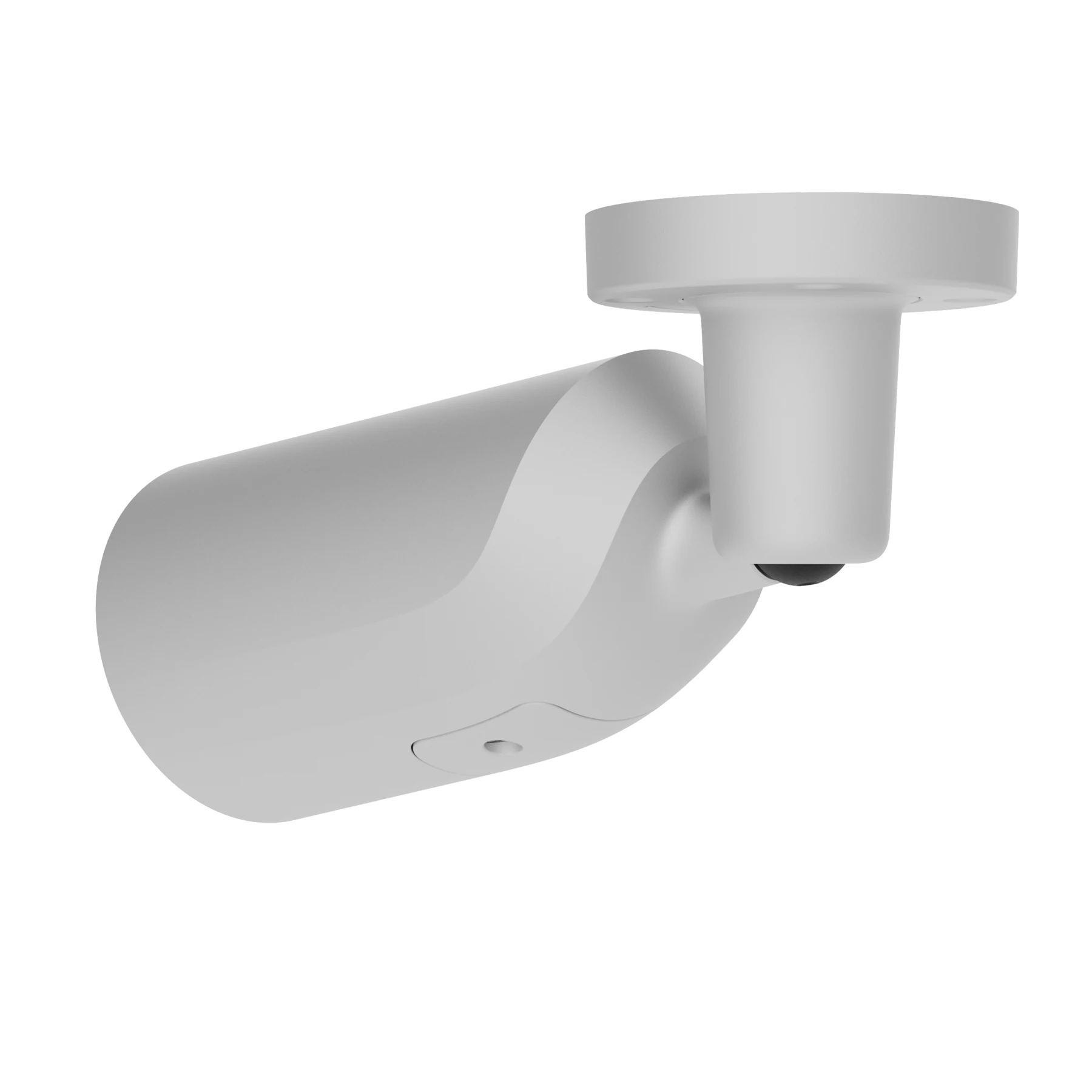 AJAX BulletCam HLVF 8 MP white bullet camera seen from the side and underneath, showing the swivel mount and base