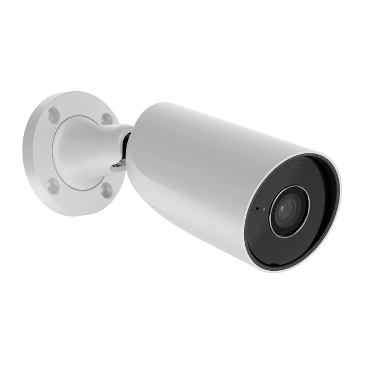 AJAX BulletCam white bullet camera on its wall bracket, front three-quarter view