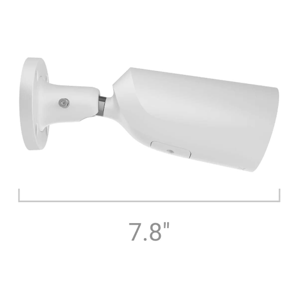 AJAX BulletCam white bullet camera, side view with size: 7.8 in (about 198 mm) long