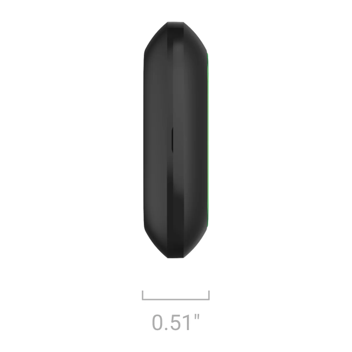 AJAX Button Jeweller side view with size: 0.51 in (about 13 mm) deep (black model shown)