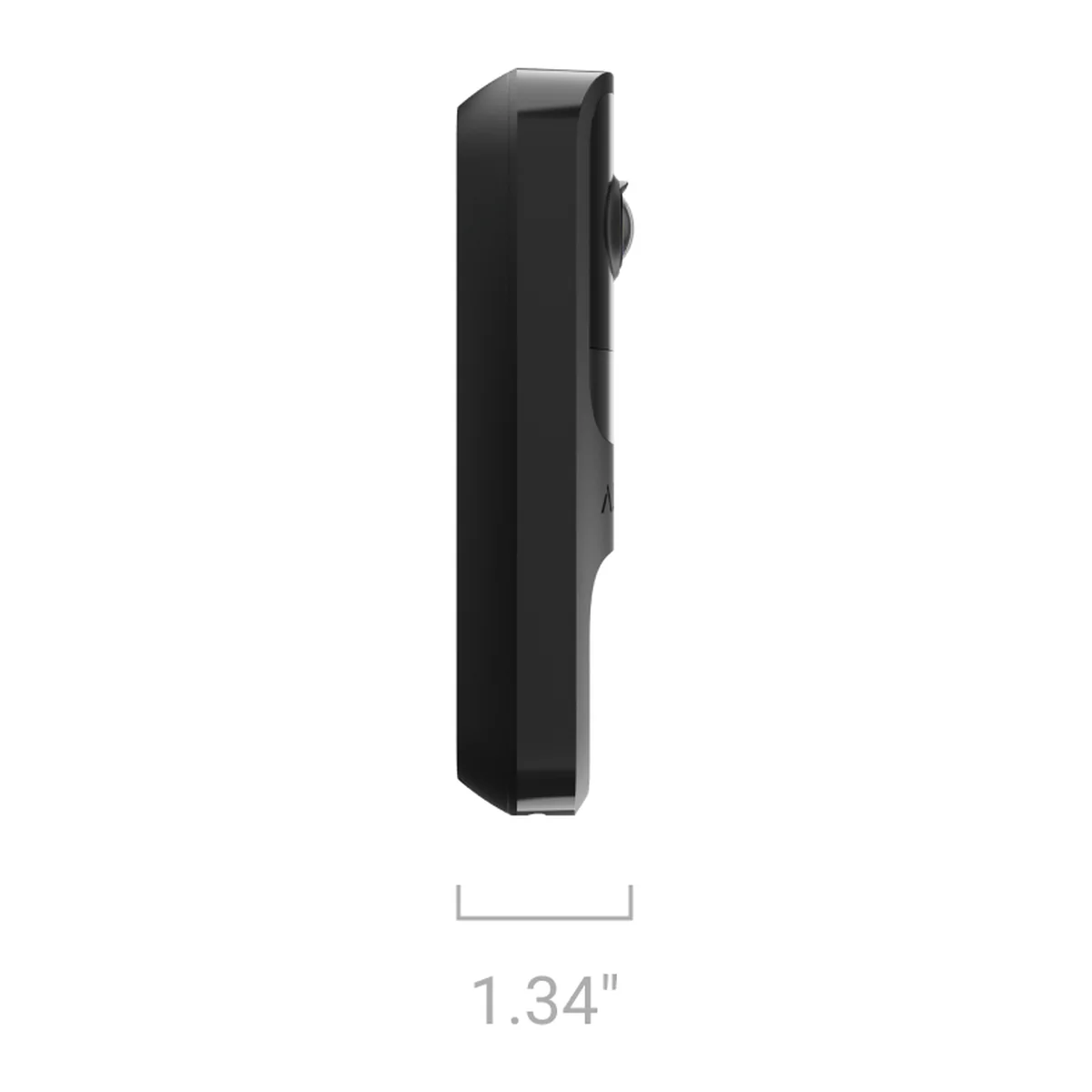 AJAX DoorBell side view with size: 1.34 in (about 34 mm) deep (black model shown)