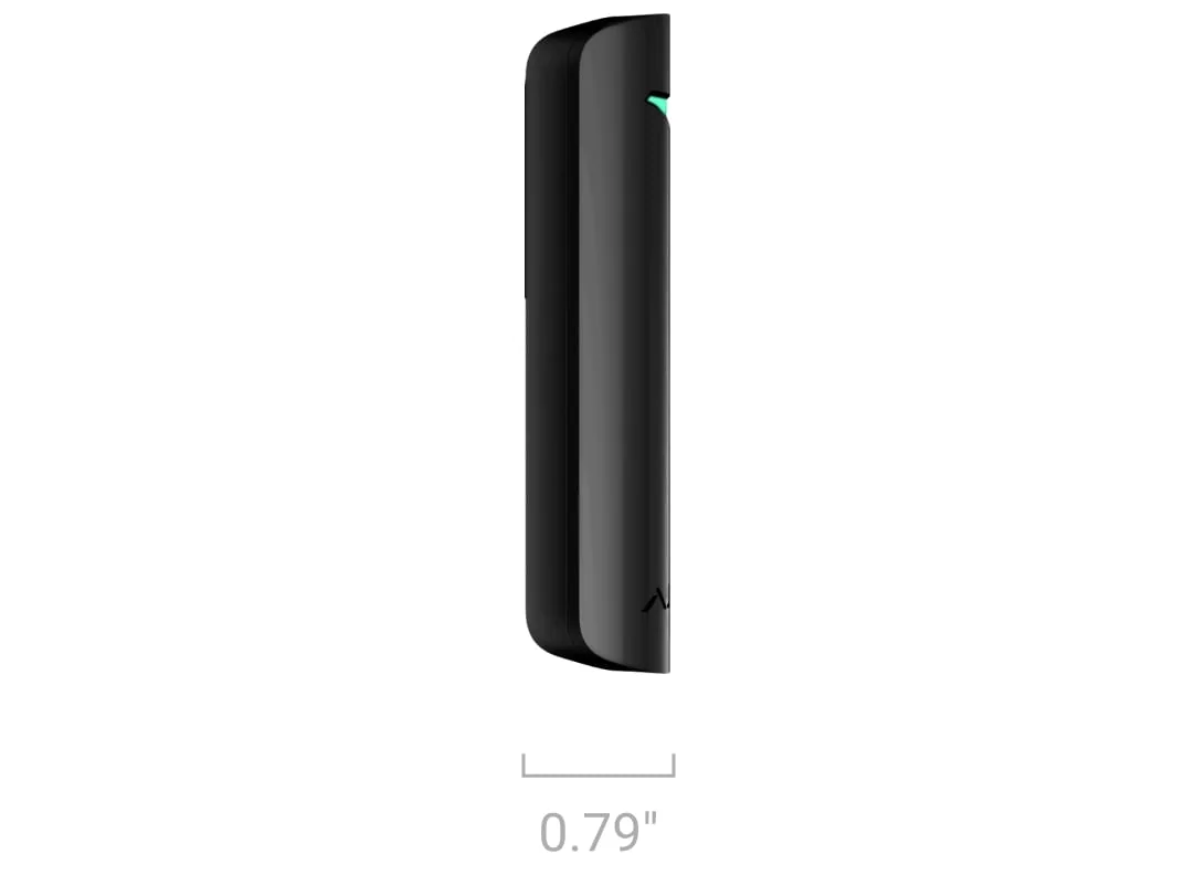 AJAX GlassProtect Jeweller side view with size: 0.79 in (about 20 mm) deep (black model shown)