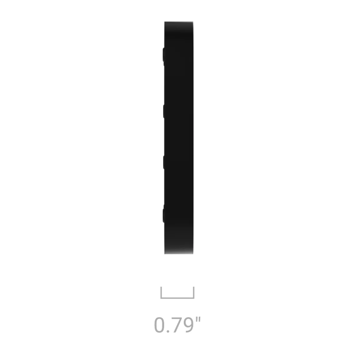 AJAX KeyPad Plus Jeweller side view with size: 0.79 in (about 20 mm) deep (black model shown)