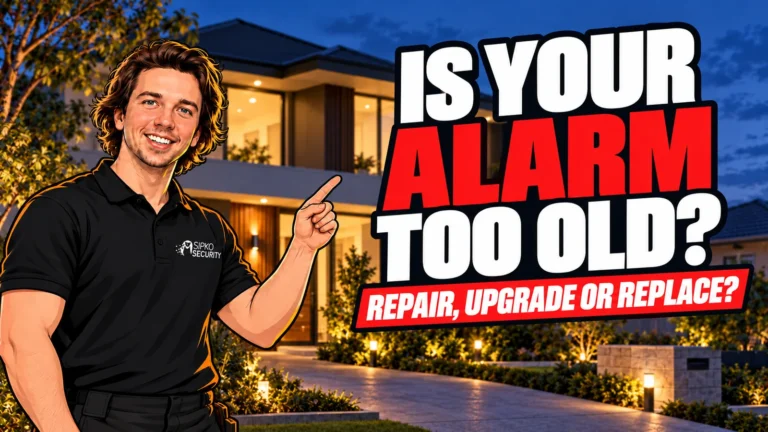 Serhii Sipko pointing to a headline about repairing, upgrading or replacing an old alarm