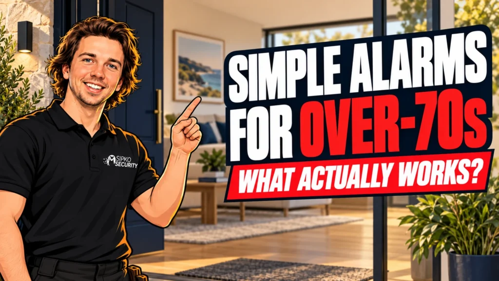 Simple alarms for over-70s — what actually works - SIPKO Security Serhii Sipko pointing to Simple Alarms for Over-70s and What Actually Works