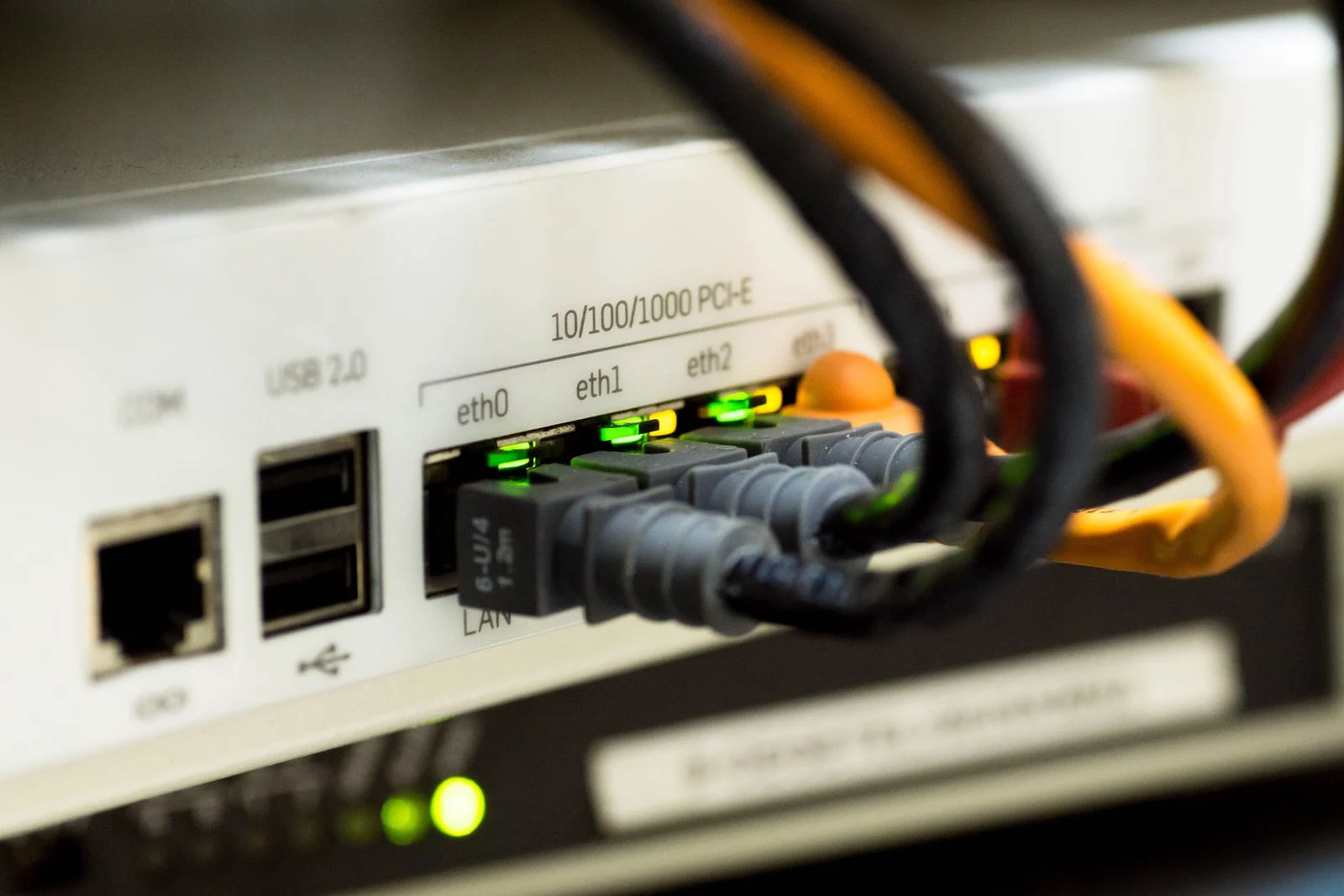 Ethernet cables connected to a network switch - SIPKO Security Ethernet cables connected to a network switch